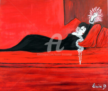 Painting titled "femme-en-noir-sur-s…" by Louise Bressange, Original Artwork, Oil