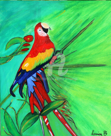 Pintura titulada "perroquet.jpg" por Louise Bressange, Obra de arte original, Oleo