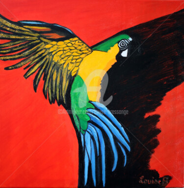 Pintura titulada "Perroquet" por Louise Bressange, Obra de arte original, Oleo