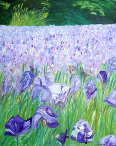 Painting titled "un-champ-d-iris.jpg" by Louise Bressange, Original Artwork, Oil