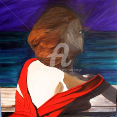 Peinture intitulée "femme-au-balcon-599…" par Louise Bressange, Œuvre d'art originale, Huile