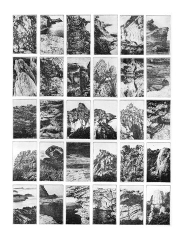 Printmaking titled "Les rochers s'effor…" by Louise Gros, Original Artwork, Etching