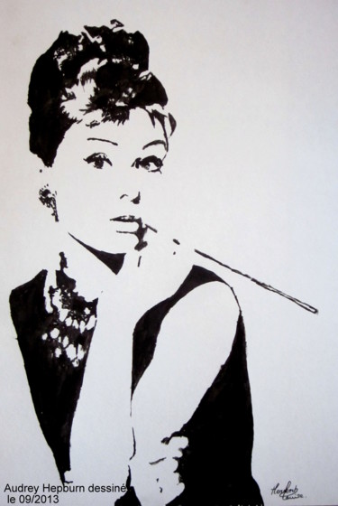 Peinture intitulée "Audrey Hepburn pop…" par Louise Hersent, Œuvre d'art originale, Huile