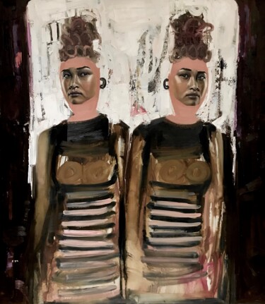 Painting titled "Twins" by Louise Howard, Original Artwork, Oil