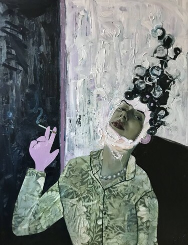 Картина под названием "Sweetest pea" - Louise Howard, Подлинное произведение искусства, Масло