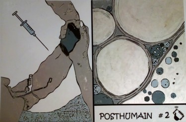 Painting titled "POSTHUMAIN # 2" by Louise Malbec, Original Artwork, Pastel