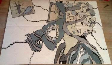 Schilderij getiteld "QUADRYPTIQUE # META…" door Louise Malbec, Origineel Kunstwerk, Pastel
