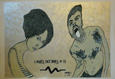 Schilderij getiteld "CAGES INTIMES # 13" door Louise Malbec, Origineel Kunstwerk, Pastel