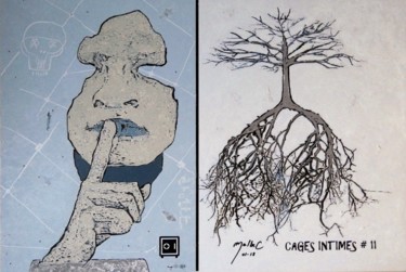 "CAGES INTIMES # 11" başlıklı Tablo Louise Malbec tarafından, Orijinal sanat, Pastel