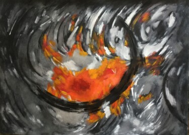Pintura titulada "Fleurs de feu" por Louise Mauger, Obra de arte original, Acrílico