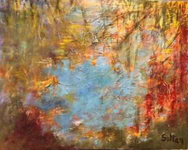 Painting titled "COULEURS DU TEMPS" by Louise Sultan, Original Artwork, Acrylic Mounted on Wood Stretcher frame