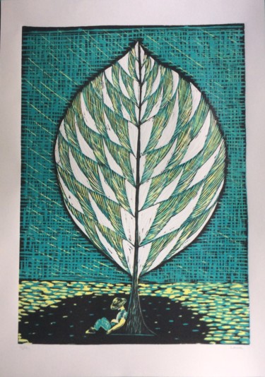 Printmaking titled "Ao pé de folha" by Louise Tenuta, Original Artwork