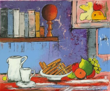 Painting titled "Bibliothèque Bilboq…" by Louise Tixier-Paillart, Original Art, Acrylic