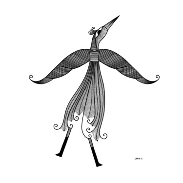 Digitale Kunst mit dem Titel "Vogel 4" von Louisette Mahieu - Van Donkelaar, Original-Kunstwerk, Digitaldruck