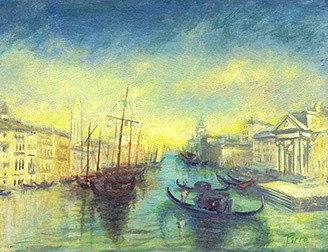 Painting titled "The Grand Canal" by Louis Pirro, Original Artwork