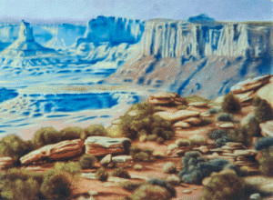 Painting titled "Canyonland Cliffside" by Louis Pirro, Original Artwork
