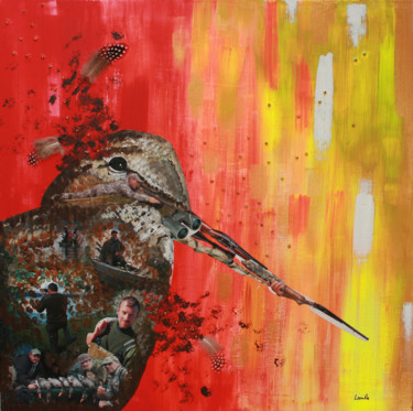 Painting titled "Bécasse à la chasse…" by Loula Le Mevel, Original Artwork, Acrylic