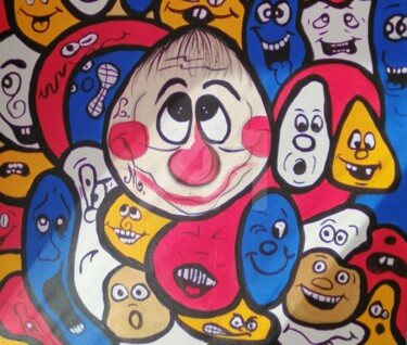 Painting titled "POP'S TIMIDE" by Loulette Laëtitia Michel, Original Artwork, Acrylic Mounted on Wood Stretcher frame