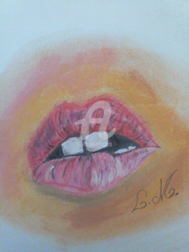 Dessin intitulée "bouche ...." par Loulette Laëtitia Michel, Œuvre d'art originale, Pastel