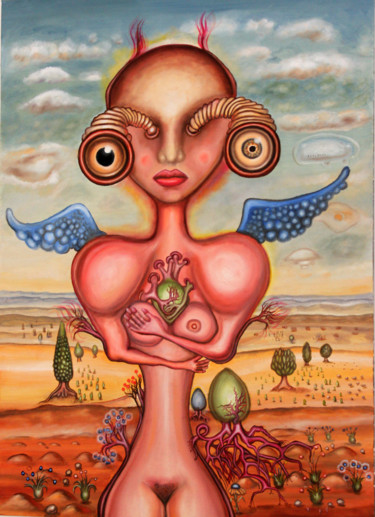 Painting titled "alienegel" by Dimitrios Loumiotis, Original Artwork, Oil