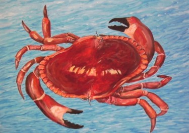 Painting titled "Tcherno crab'" by Lou Niaro, Original Artwork, Oil