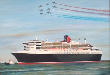 Painting titled "Départ du Queen Mar…" by Lou Niaro, Original Artwork