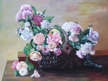 Painting titled "fleurs 2" by Lou Niaro, Original Artwork, Oil