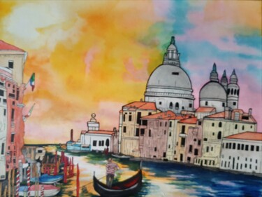 Painting titled "Venise, Italie" by Loup-Ange, Original Artwork, Watercolor