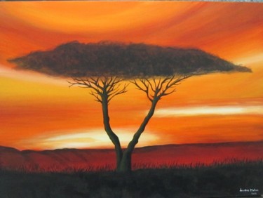 Schilderij getiteld "Árbol africano" door Lourdes Molins Marin, Origineel Kunstwerk