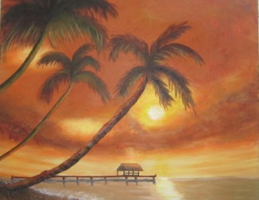 Pintura titulada "palmeras" por Lourdes Molins Marin, Obra de arte original