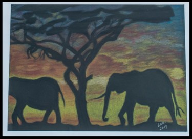 Pintura intitulada "Elefante" por Lourdes Schulz, Obras de arte originais, Pastel
