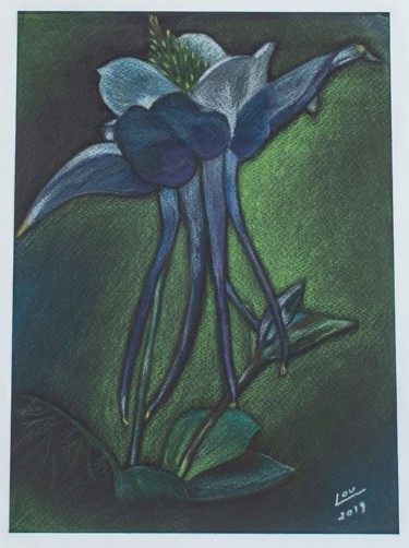 Pintura intitulada "Flor Azul" por Lourdes Schulz, Obras de arte originais, Pastel