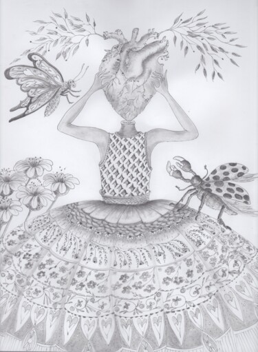 Dessin intitulée "Une femme ne se pla…" par Lourtis, Œuvre d'art originale, Crayon