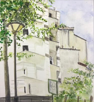 绘画 标题为“Place de la Réunion” 由Lourtis, 原创艺术品, 水彩
