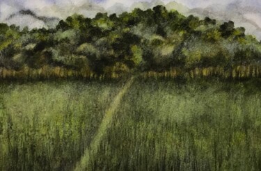 Painting titled "Forêt paisible" by Lourtis, Original Artwork, Watercolor