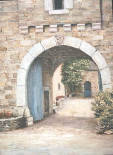 Painting titled "Entrée de ferme (Je…" by Lou Streel, Original Artwork, Oil