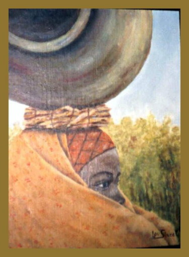 Peinture intitulée "Africaine" par Lou Streel, Œuvre d'art originale, Huile