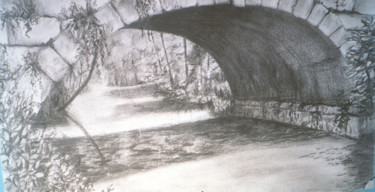 Dessin intitulée "Sous le pont." par Lou Streel, Œuvre d'art originale