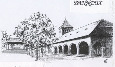 Drawing titled "Esplanade à Banneux" by Lou Streel, Original Artwork