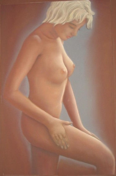 Painting titled "Blonde" by Lou Streel, Original Artwork, Pastel