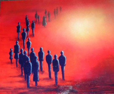 Картина под названием "Exode" - Lou Streel, Подлинное произведение искусства, Масло