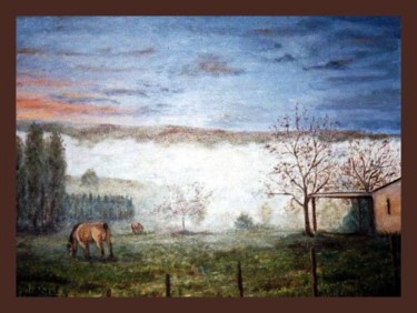 绘画 标题为“Chevaux et brouilla…” 由Lou Streel, 原创艺术品, 油