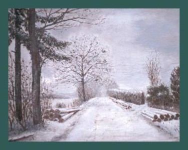 Peinture intitulée "Hazaie sous la neige" par Lou Streel, Œuvre d'art originale, Huile