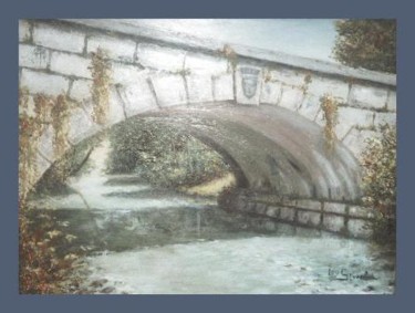 Painting titled "Sous le pont" by Lou Streel, Original Artwork, Oil