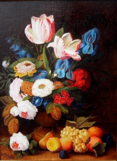 Painting titled "Les tulipes" by Lou Streel, Original Artwork, Oil