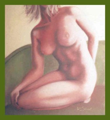 Pittura intitolato "Divan vert" da Lou Streel, Opera d'arte originale, Olio