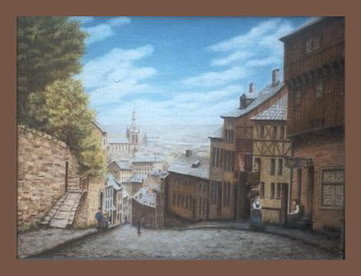 Pintura intitulada "Rue Pierreuse" por Lou Streel, Obras de arte originais, Óleo