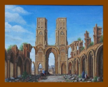 Painting titled "Ruines de la Cathéd…" by Lou Streel, Original Artwork, Oil