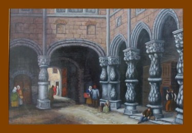 Painting titled "Cour Palais des Pri…" by Lou Streel, Original Artwork, Oil