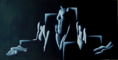 Картина под названием "pyramide" - Lou Streel, Подлинное произведение искусства, Масло